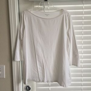 White Boatneck T-shirt with 3/4 Sleeves, size XL